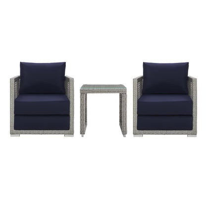 Aura 3 Piece Outdoor Patio Wicker Rattan Set by Furniture For America