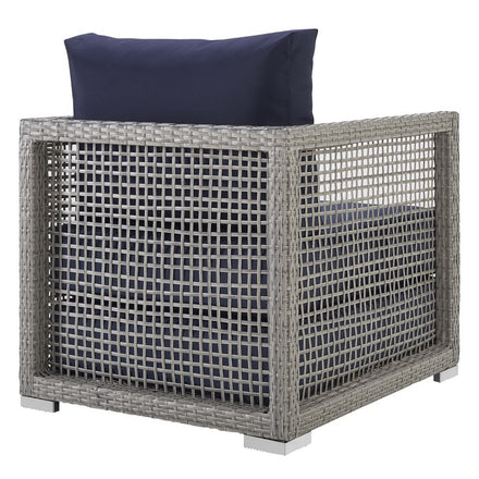 Aura 3 Piece Outdoor Patio Wicker Rattan Set in Gray Navy