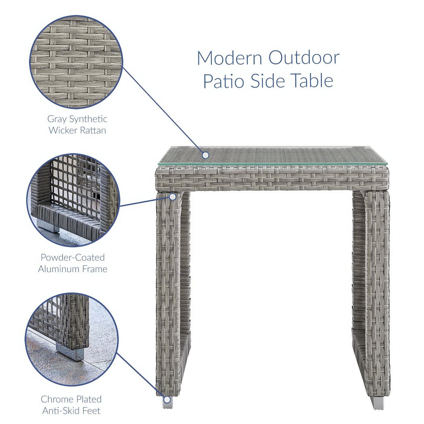 Aura 3 Piece Outdoor Patio Wicker Rattan Set by Furniture For America