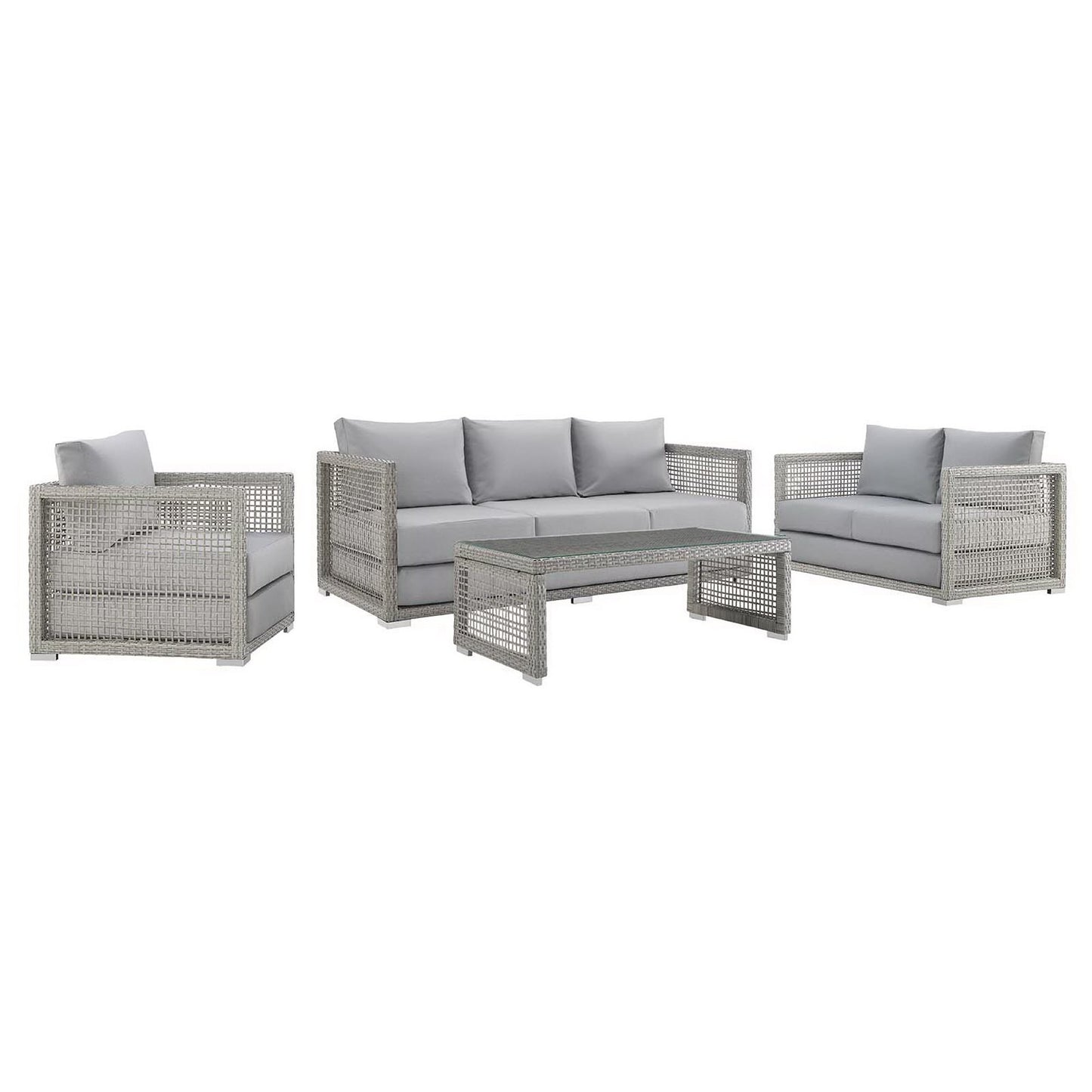 Aura 4 Piece Outdoor Patio Wicker Rattan Set by Furniture For America