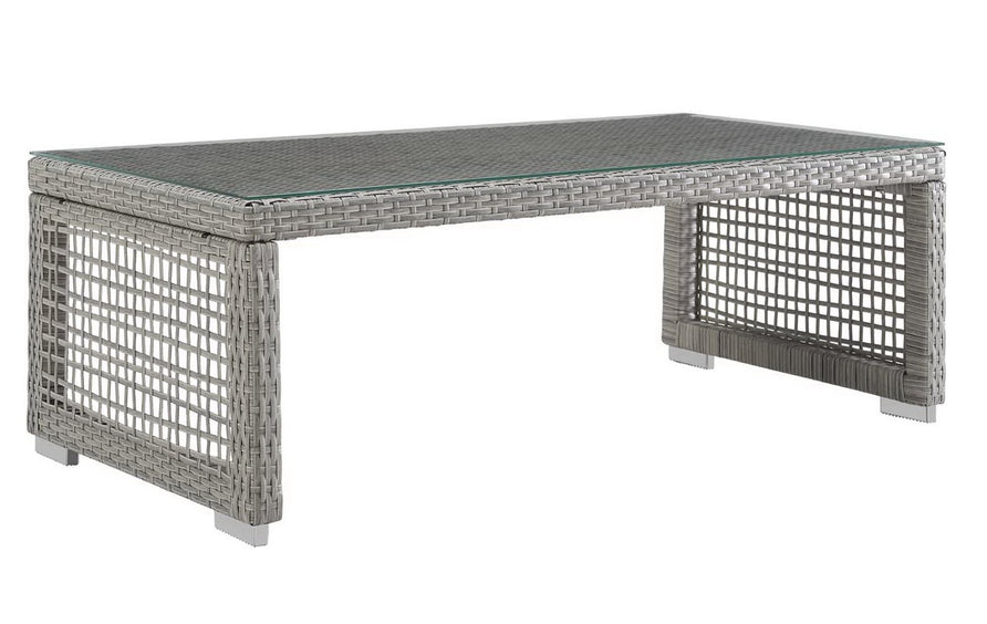 Cinder 4 Piece Outdoor Patio Wicker Rattan Set in Gray Gray