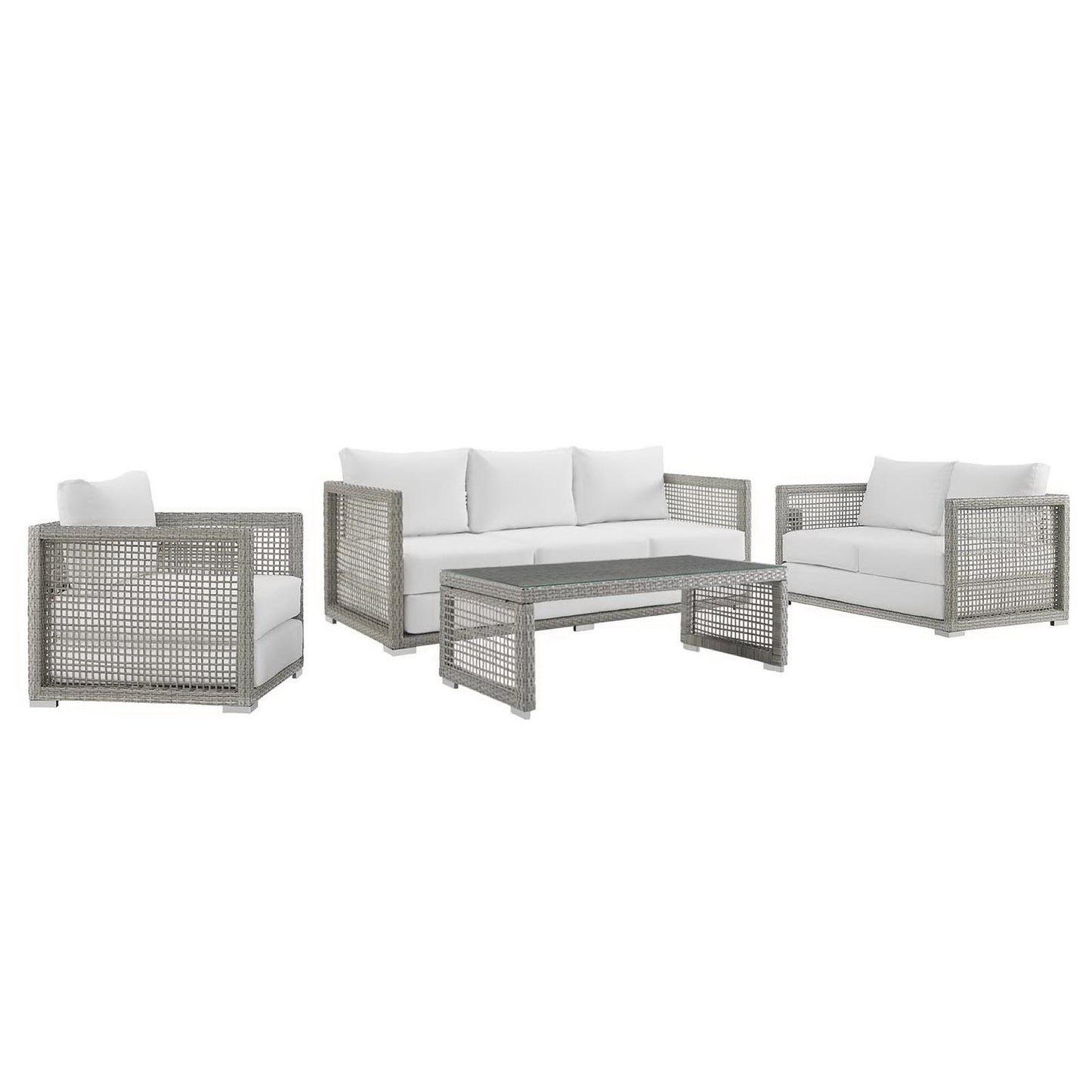 Aura 4 Piece Outdoor Patio Wicker Rattan Set by Furniture For America