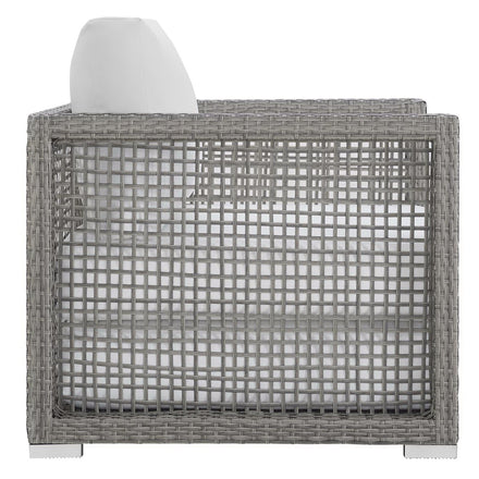 Aura 4 Piece Outdoor Patio Wicker Rattan Set in Gray White