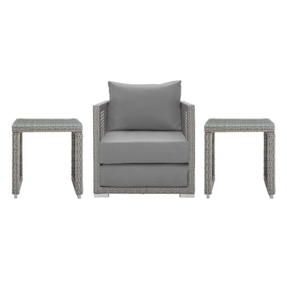 Aura 3 Piece Outdoor Patio Wicker Rattan Set by Furniture For America