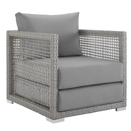 Aura 3 Piece Outdoor Patio Wicker Rattan Set in Gray Gray