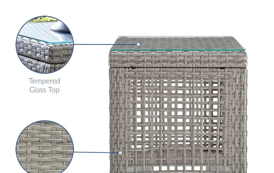 Cinder 3 Piece Outdoor Patio Wicker Rattan Set in Gray Gray