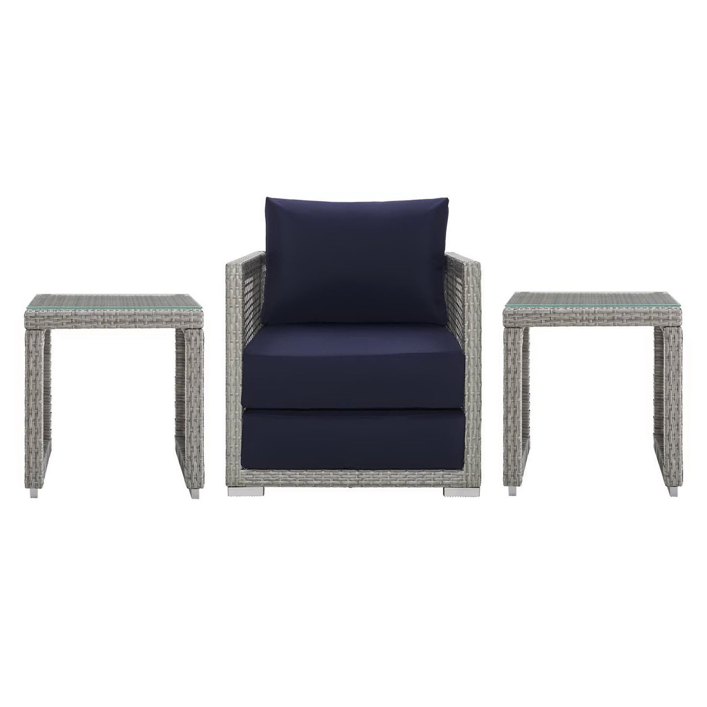 Aura 3 Piece Outdoor Patio Wicker Rattan Set by Furniture For America
