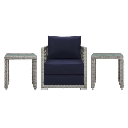 Aura 3 Piece Outdoor Patio Wicker Rattan Set by Furniture For America