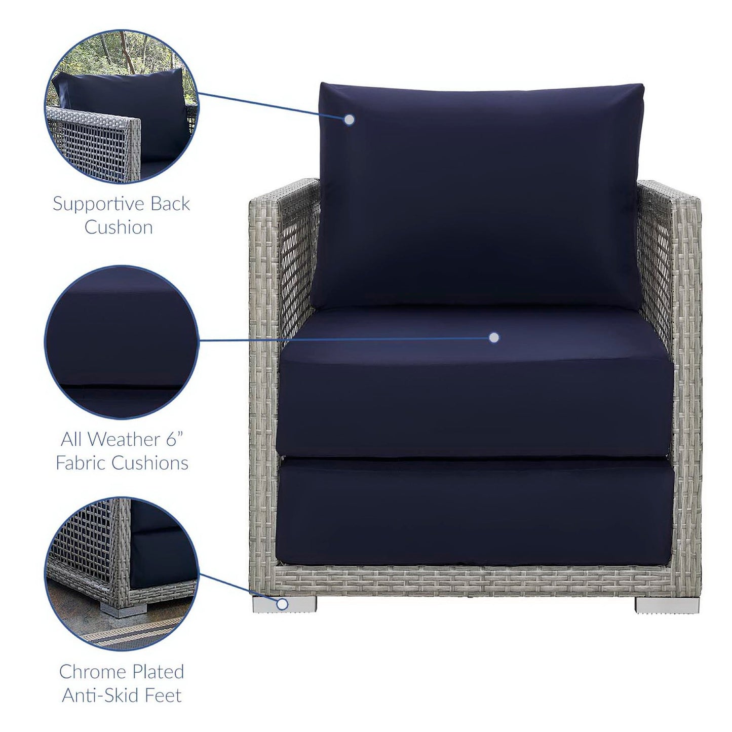 Aura 3 Piece Outdoor Patio Wicker Rattan Set by Furniture For America
