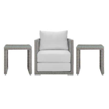 Aura 3 Piece Outdoor Patio Wicker Rattan Set by Furniture For America
