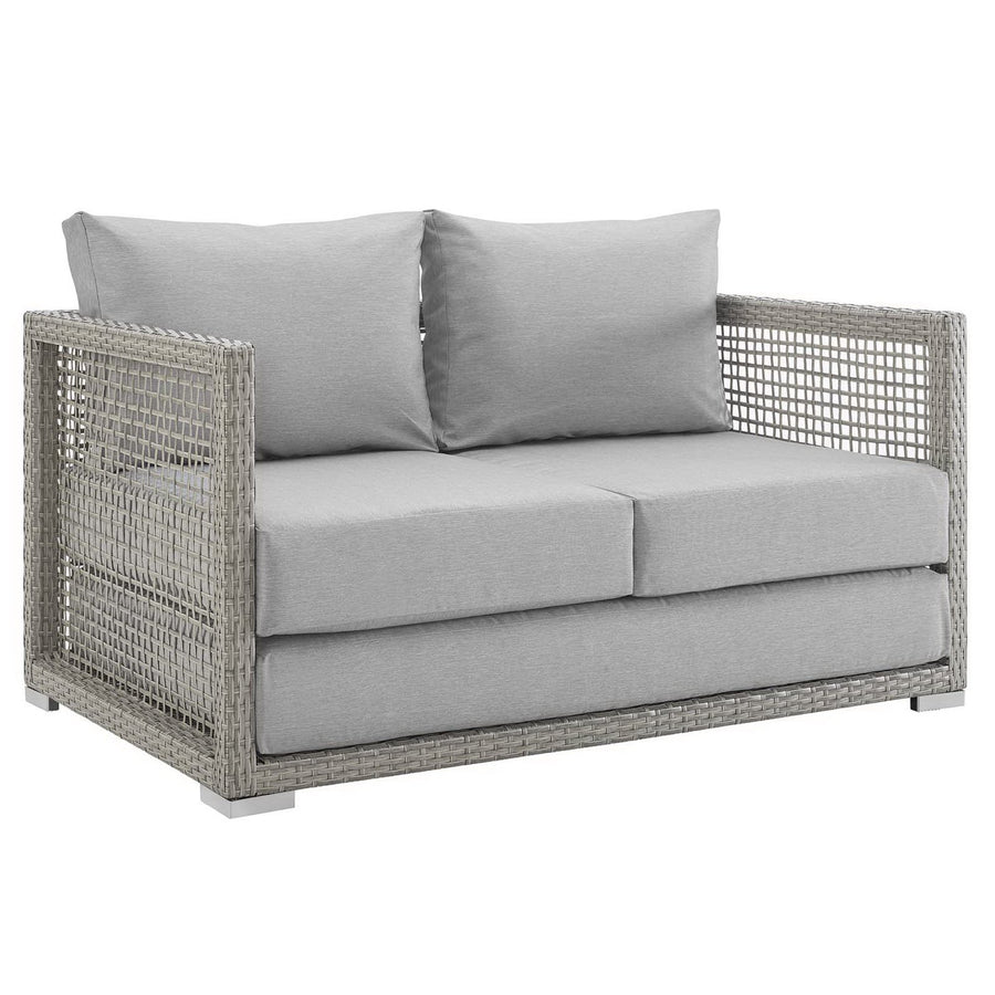 Cinder 3 Piece Outdoor Patio Wicker Rattan Set in Gray Gray