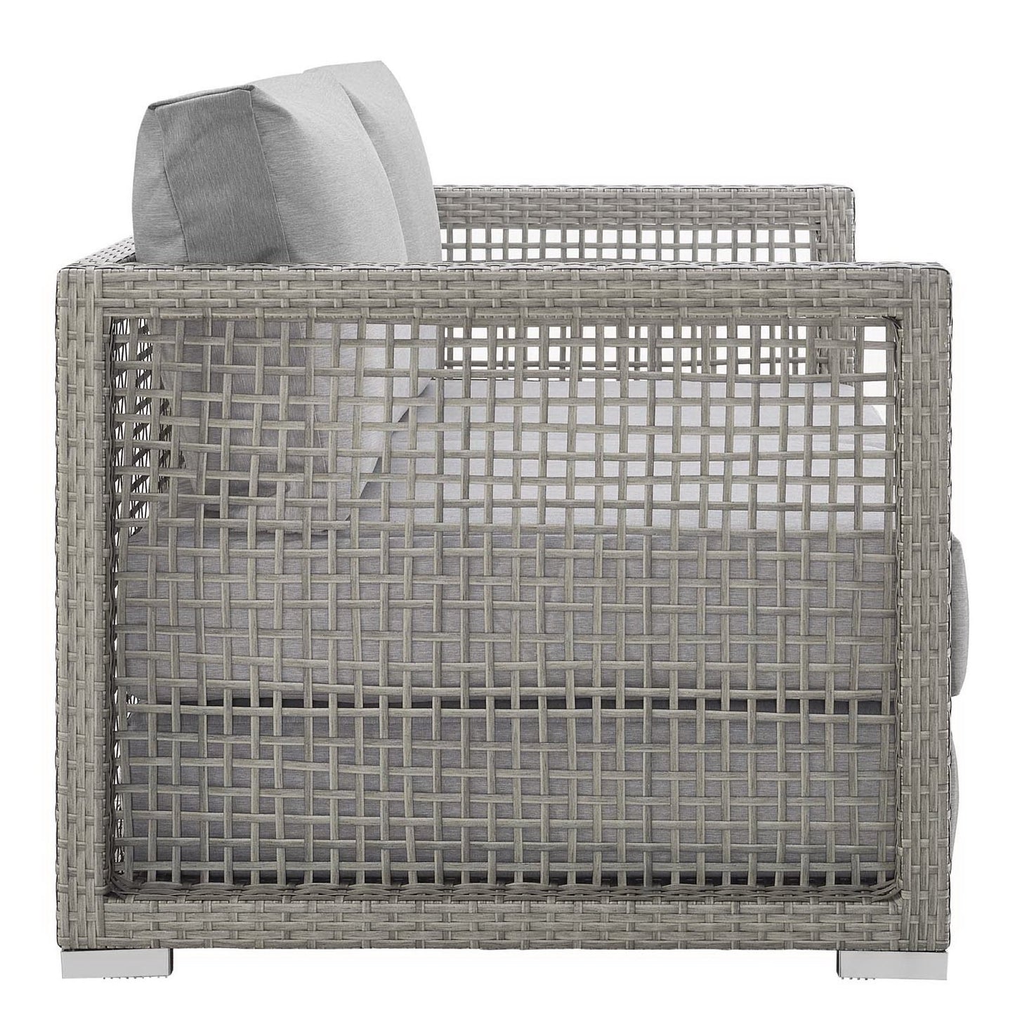 Cinder 3 Piece Outdoor Patio Wicker Rattan Set in Gray Gray