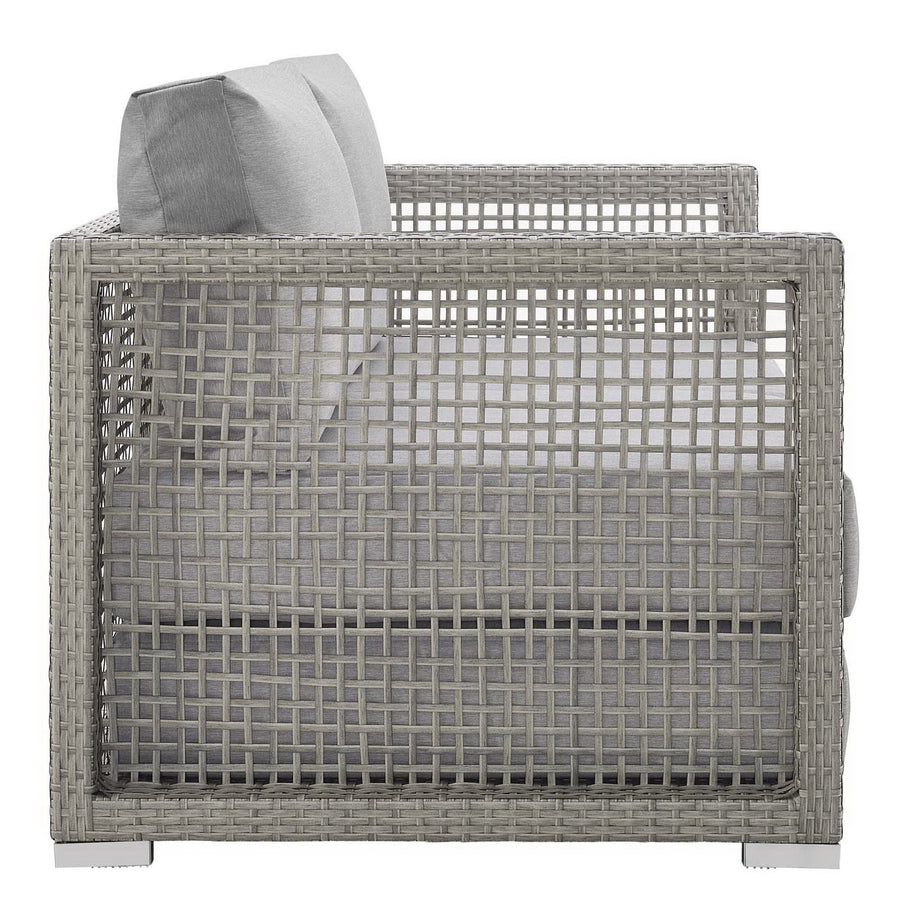 Cinder 3 Piece Outdoor Patio Wicker Rattan Set in Gray Gray