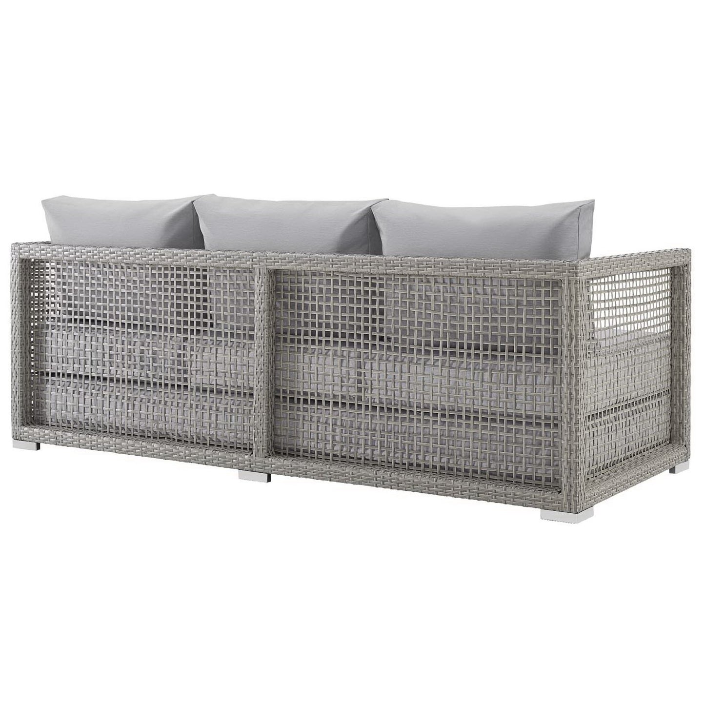 Cinder 3 Piece Outdoor Patio Wicker Rattan Set in Gray Gray