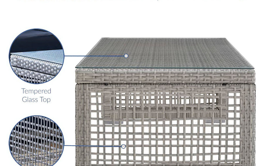 Cinder 3 Piece Outdoor Patio Wicker Rattan Set in Gray Gray