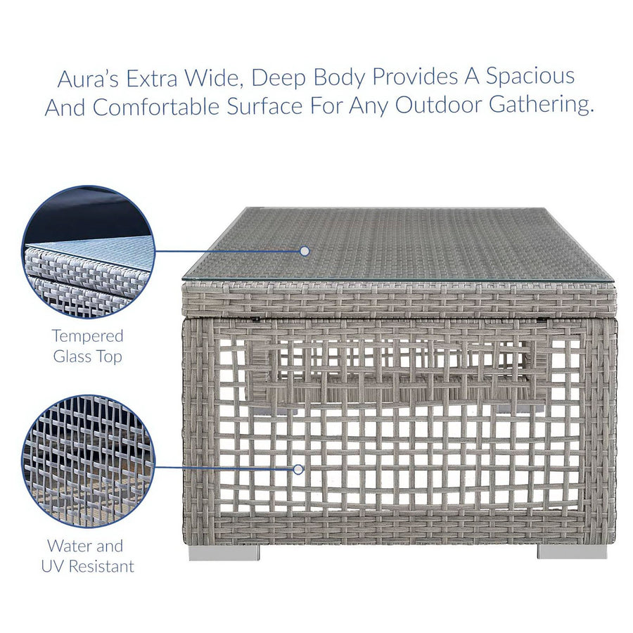 Cinder 3 Piece Outdoor Patio Wicker Rattan Set in Gray Gray