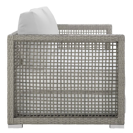 Aura 3 Piece Outdoor Patio Wicker Rattan Set in Gray White