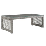 Cinder 3 Piece Outdoor Patio Wicker Rattan Set in Gray White