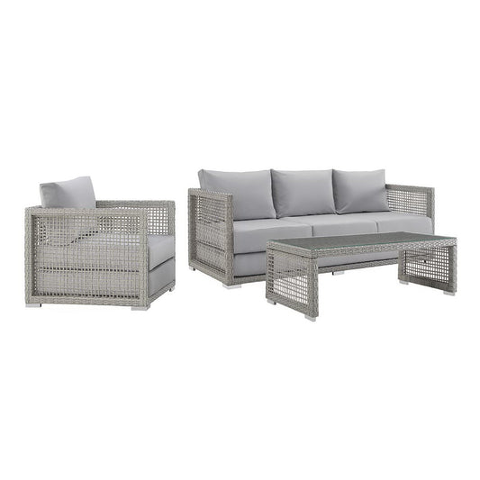 Aura 3 Piece Outdoor Patio Wicker Rattan Set by Furniture For America
