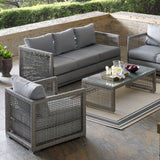 Cinder 3 Piece Outdoor Patio Wicker Rattan Set in Gray Gray