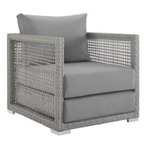 Cinder 3 Piece Outdoor Patio Wicker Rattan Set in Gray Gray