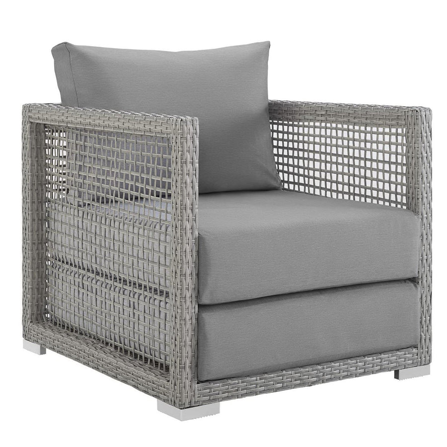 Cinder 3 Piece Outdoor Patio Wicker Rattan Set in Gray Gray