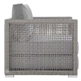 Cinder 3 Piece Outdoor Patio Wicker Rattan Set in Gray Gray