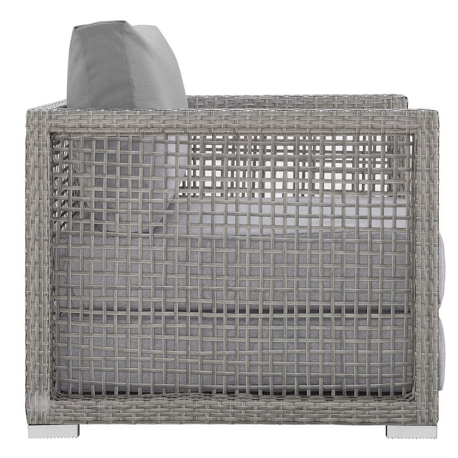 Cinder 3 Piece Outdoor Patio Wicker Rattan Set in Gray Gray