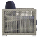 Cinder 3 Piece Outdoor Patio Wicker Rattan Set in Gray Navy