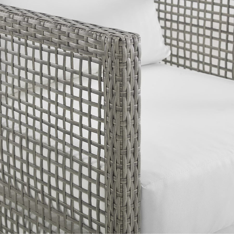 Cinder 3 Piece Outdoor Patio Wicker Rattan Set in Gray White