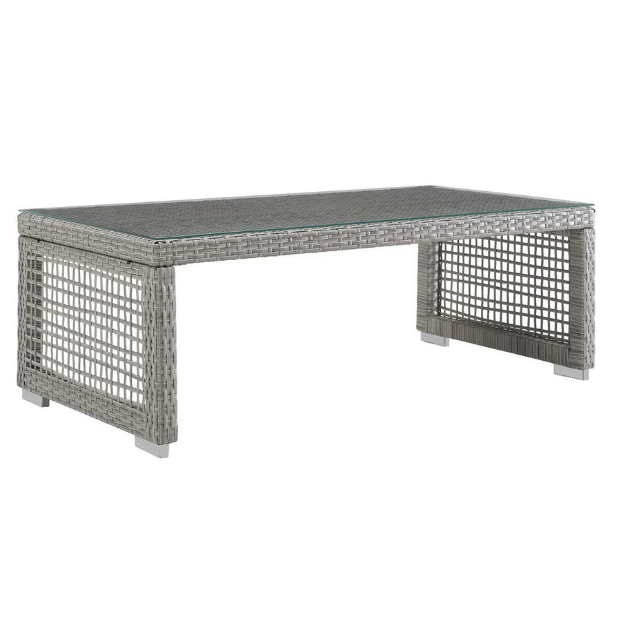 Cinder 3 Piece Outdoor Patio Wicker Rattan Set in Gray White