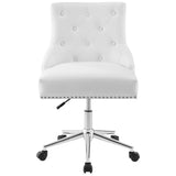 Hollow Tufted Button Swivel Faux Leather Office Chair in White