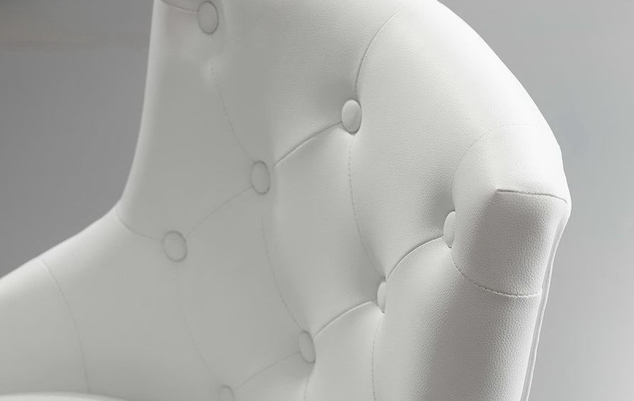 Hollow Tufted Button Swivel Faux Leather Office Chair in White