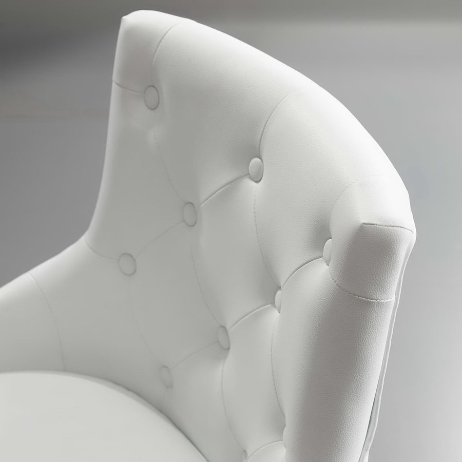 Hollow Tufted Button Swivel Faux Leather Office Chair in White