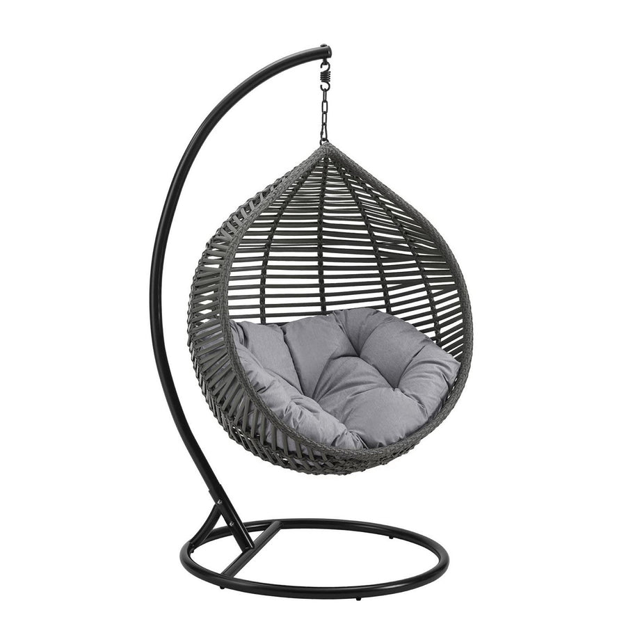Ira Teardrop Outdoor Patio Swing Chair in Gray Gray