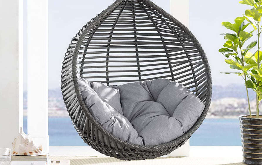 Ira Teardrop Outdoor Patio Swing Chair in Gray Gray