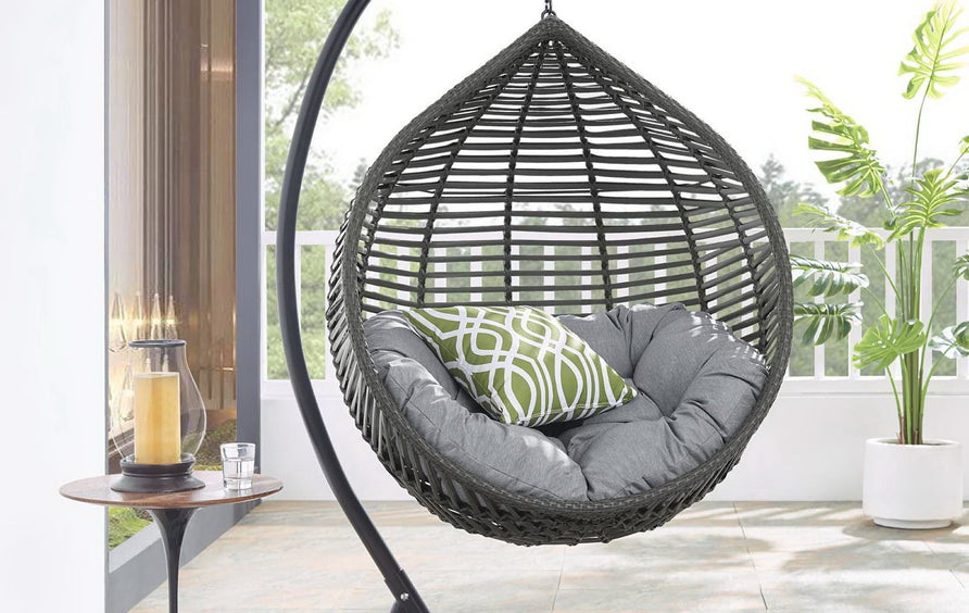 Ira Teardrop Outdoor Patio Swing Chair in Gray Gray