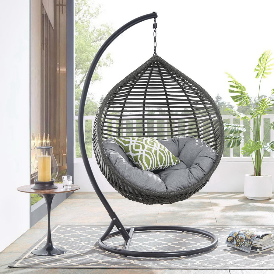 Ira Teardrop Outdoor Patio Swing Chair in Gray Gray