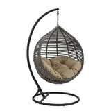 Ira Teardrop Outdoor Patio Swing Chair in Gray Mocha
