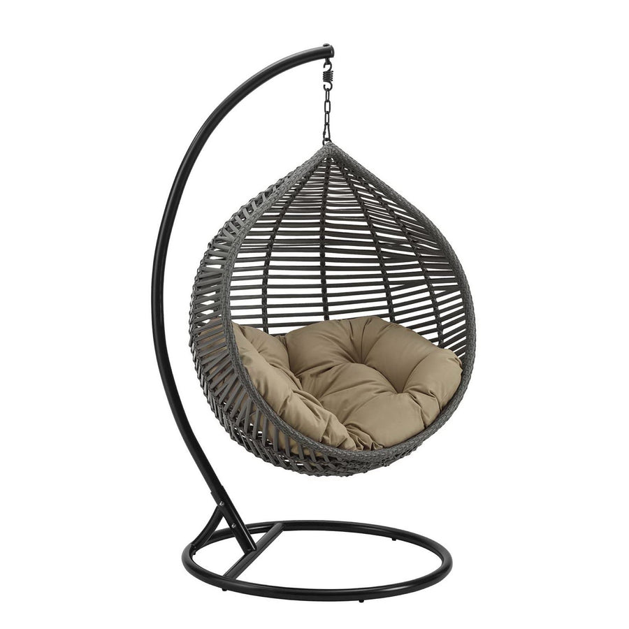 Ira Teardrop Outdoor Patio Swing Chair in Gray Mocha