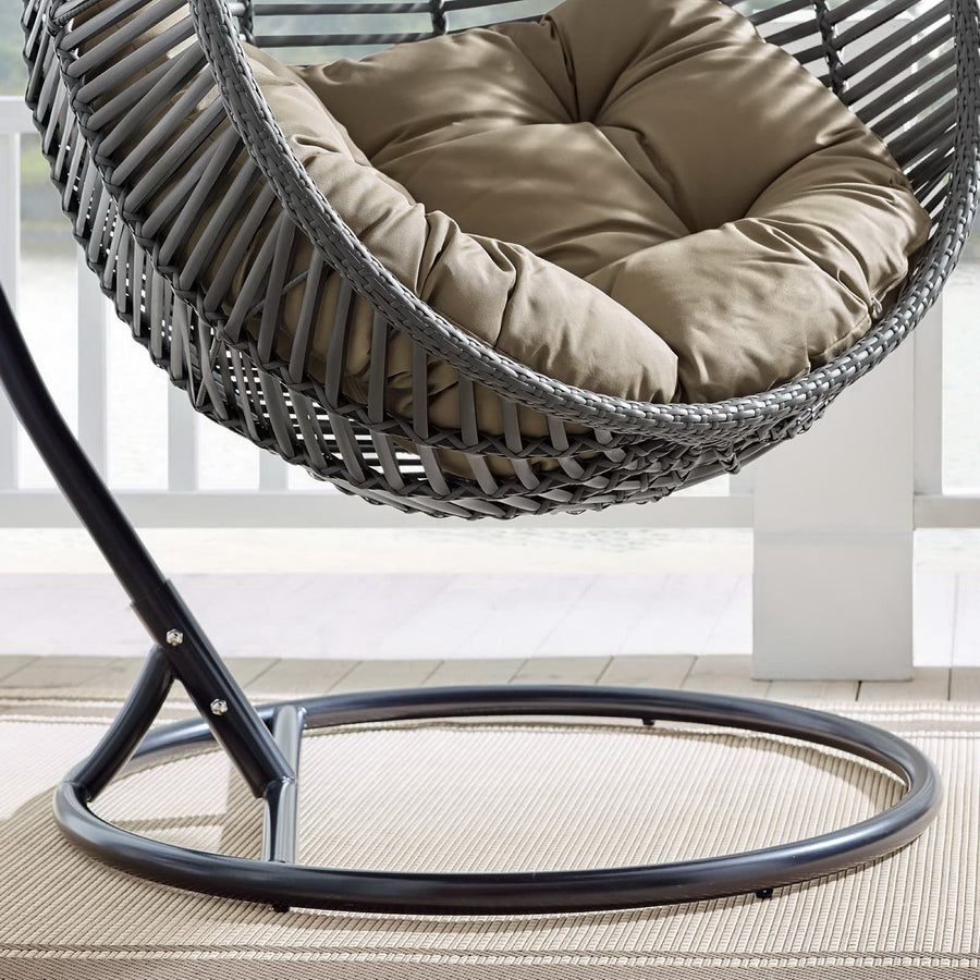 Ira Teardrop Outdoor Patio Swing Chair in Gray Mocha