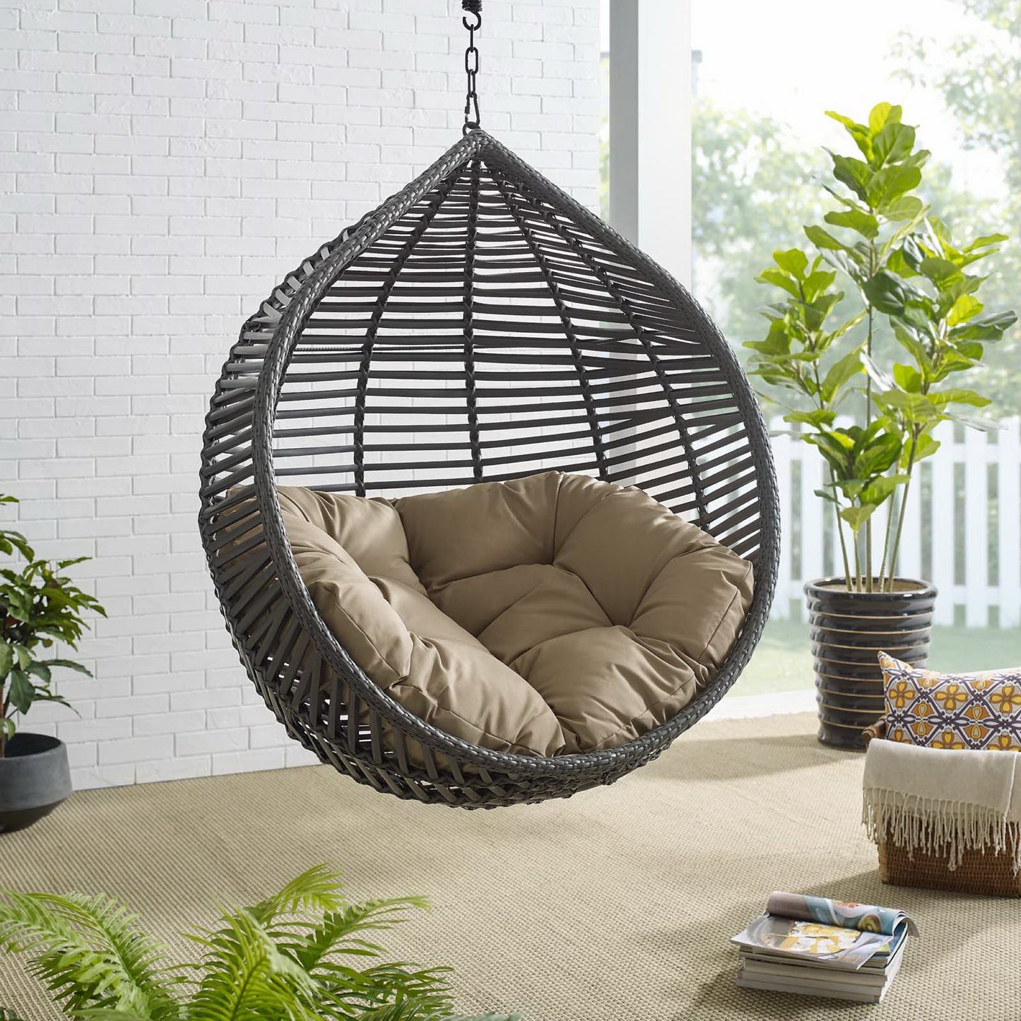Garner Teardrop Outdoor Patio Swing Chair by Furniture For America