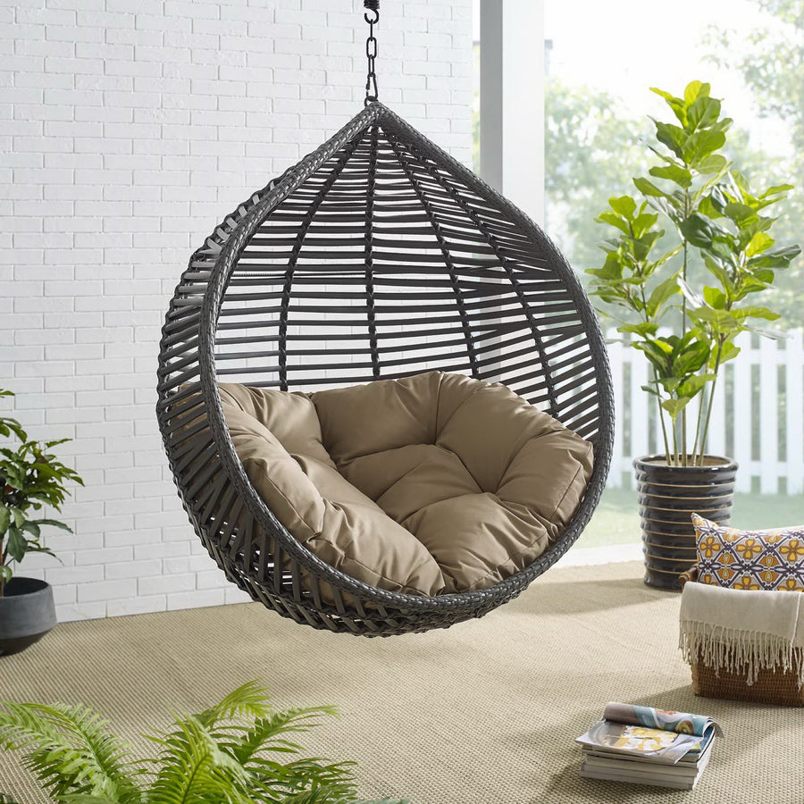 Ira Teardrop Outdoor Patio Swing Chair in Gray Mocha