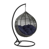 Ira Teardrop Outdoor Patio Swing Chair in Gray Navy