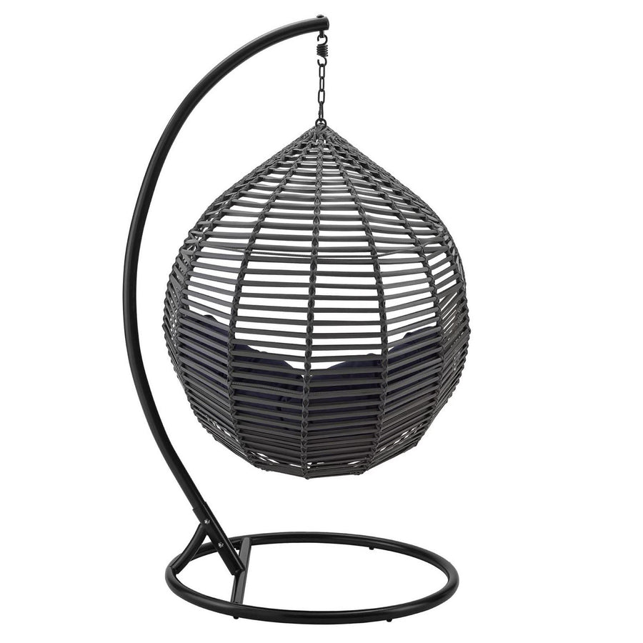 Ira Teardrop Outdoor Patio Swing Chair in Gray Navy