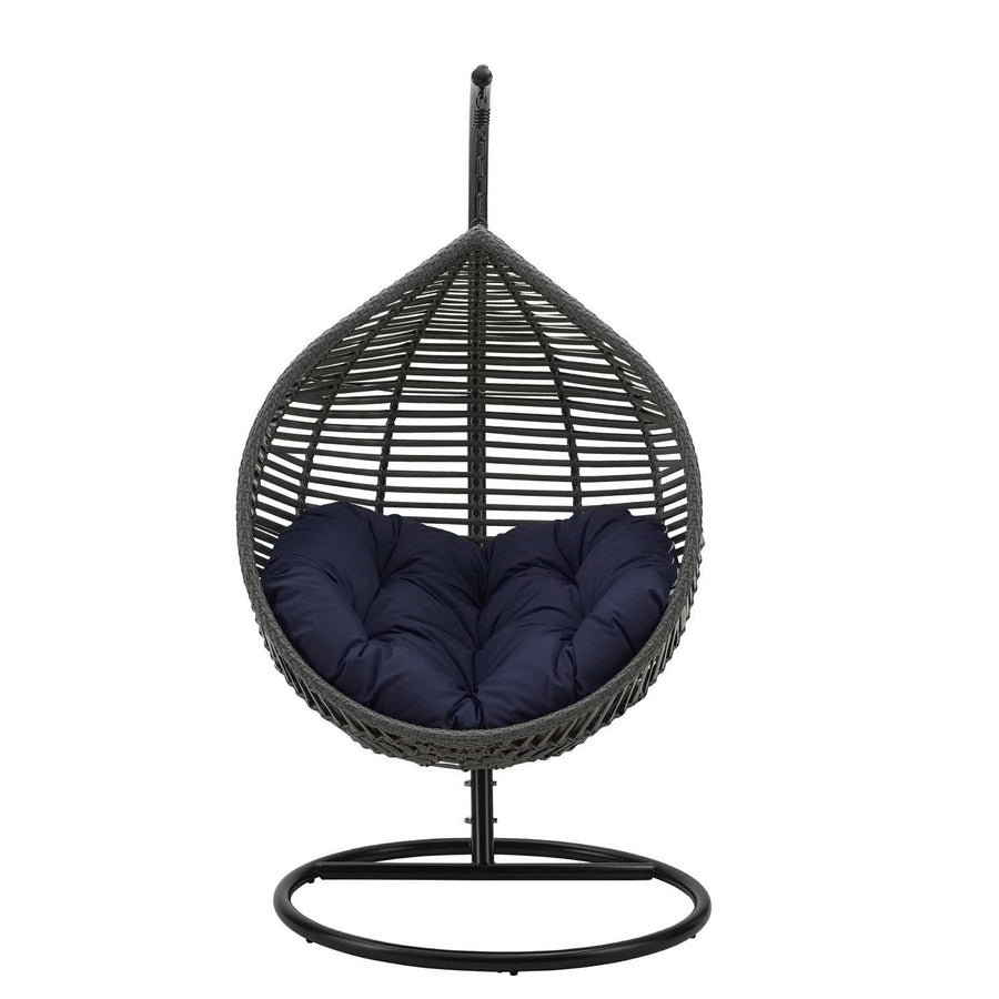 Ira Teardrop Outdoor Patio Swing Chair in Gray Navy