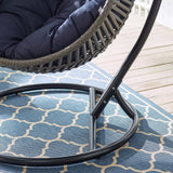 Ira Teardrop Outdoor Patio Swing Chair in Gray Navy