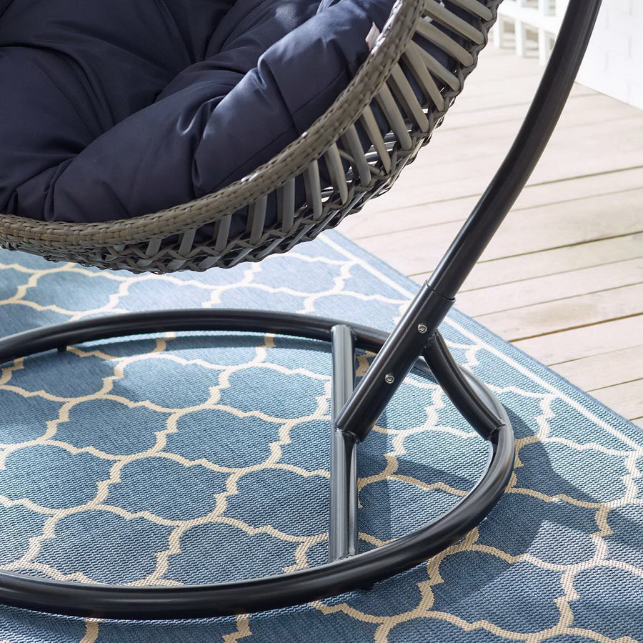 Ira Teardrop Outdoor Patio Swing Chair in Gray Navy