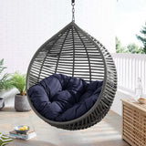 Ira Teardrop Outdoor Patio Swing Chair in Gray Navy
