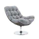 Bronwen Wicker Rattan Outdoor Patio Swivel Lounge Chair in Light Gray Gray